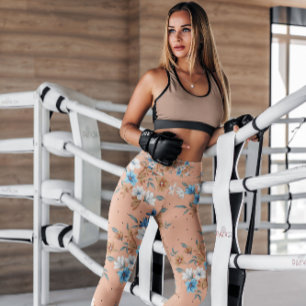 Legging Bonito Peach Floral Feminina Padrão   Leguminosas