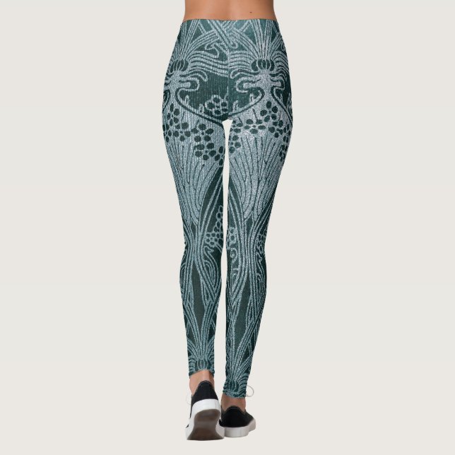 Legging Bonito, prata da cerceta, teste padrão do nouveau (Verso)