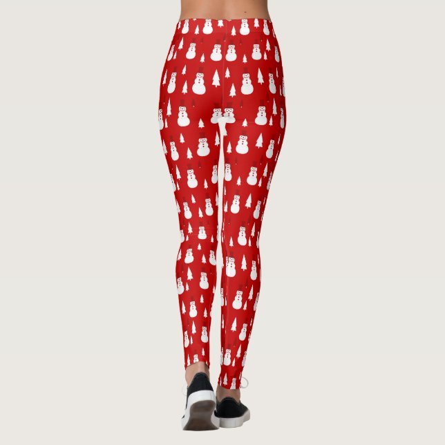 Legging Bonitos Snowmen e Padrão de Árvores de Natal (Verso)