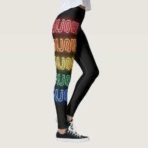 Legging Bonjour Orgulho Estilo Neon Arco-íris Preto