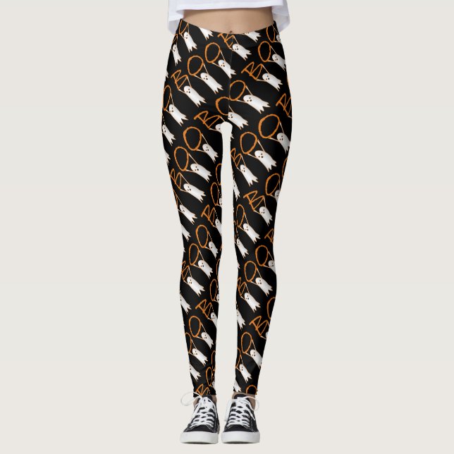 Legging Boo! Bonito, pequenos fantasmas no Halloween (Frente)