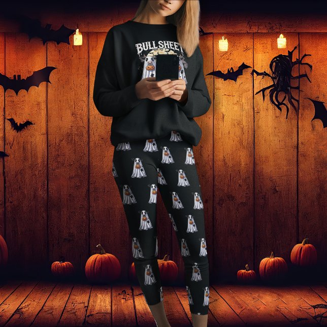 Legging Boo Feliz Dia das Bruxas (Bull Sheet ghost Boo Happy Halloween Leggings)