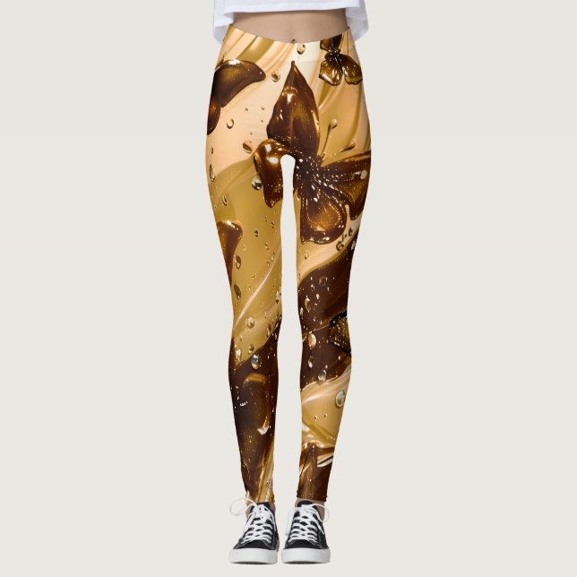 Legging Borboleta Abstrata Glam Metalizada Dourada (Frente)