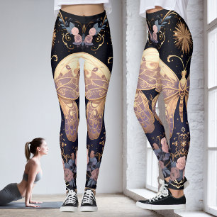 Legging Borboleta Amarela Cor-de-rosa-plana