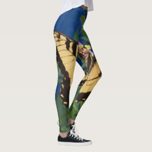 Legging Borboleta amarela e preta do swallowtail sobre