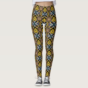 Legging Borboleta boêmica e padrão de girassol em preto