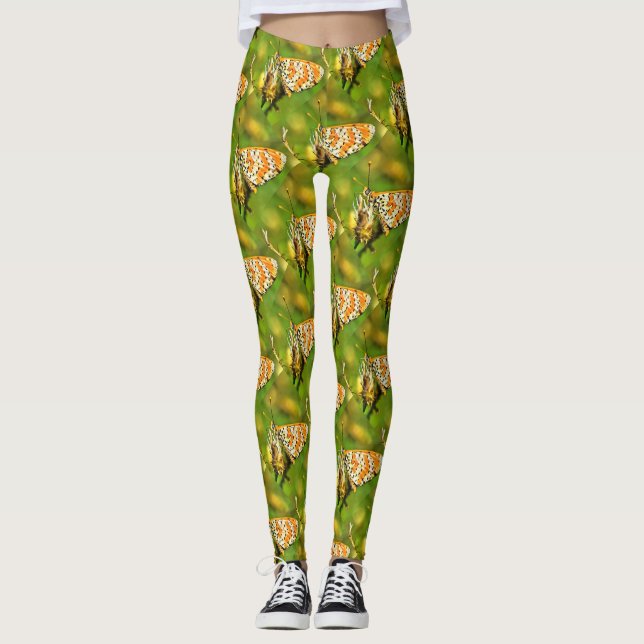 Legging Borboleta Branca e Laranja-Frente (Frente)