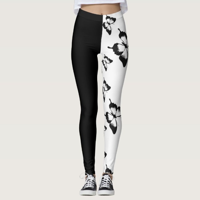 Legging Borboleta Branca Metade Preta (Frente)