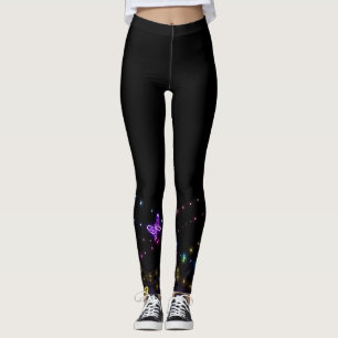 Legging Borboleta Brilhante Estampa Animal em Preto