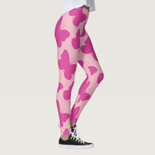 Legging Borboleta Brilhante Rosa Falsa