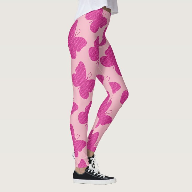 Legging Borboleta Brilhante Rosa Falsa (Direita)
