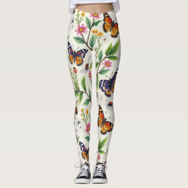 Legging Borboleta E Flor Sem Costura