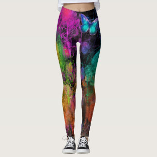 Legging Borboleta e um Desenho de Pintura em Cute Ajustado