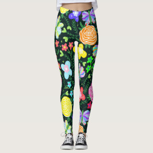 Legging Borboleta Flor Arco-Íris