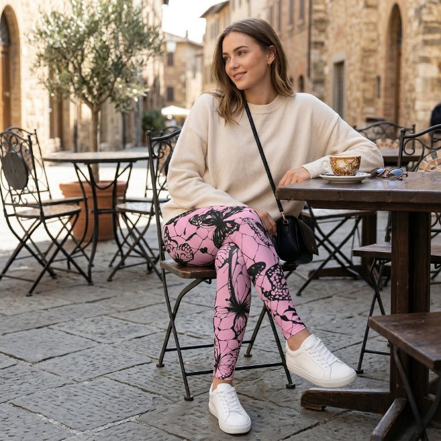 Legging Borboleta Gótica Rosa Teia de Aranha (Criador carregado)