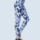 Legging Borboletas Aquarela Azul Indigo<br><div class="desc">Pintura de borboletas de cor azul-indigo e branca.</div>