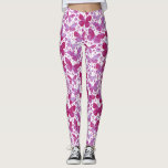 Legging Borboletas Aquarela Magenta Rosa<br><div class="desc">Pintura de borboletas cor-de-água magenta e branca.</div>