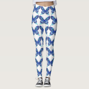 Legging borboletas azuis brancas
