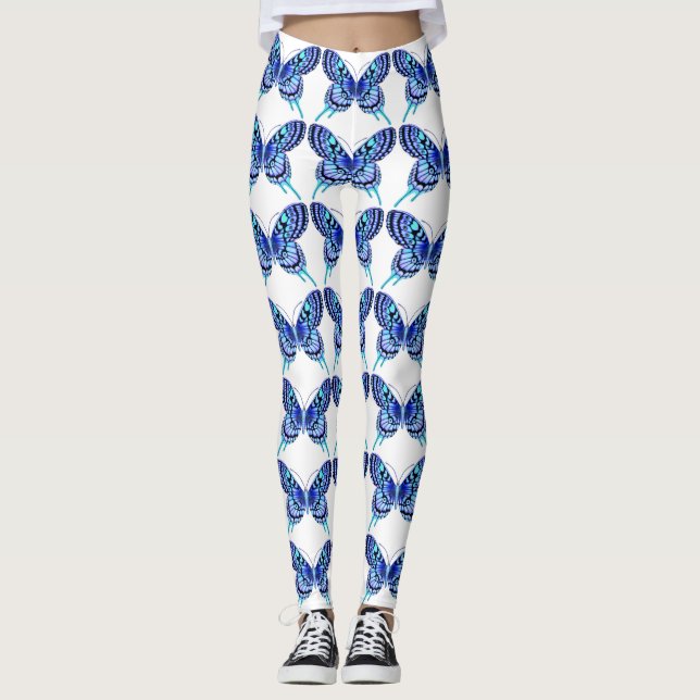 Legging borboletas azuis brancas (Frente)