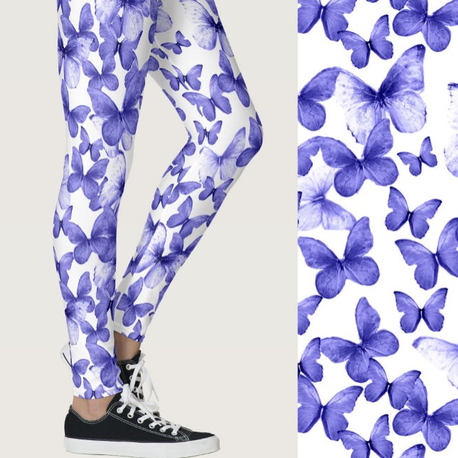 Legging Borboletas Azuis Femininas Estampadas Caprichosas (Criador carregado)