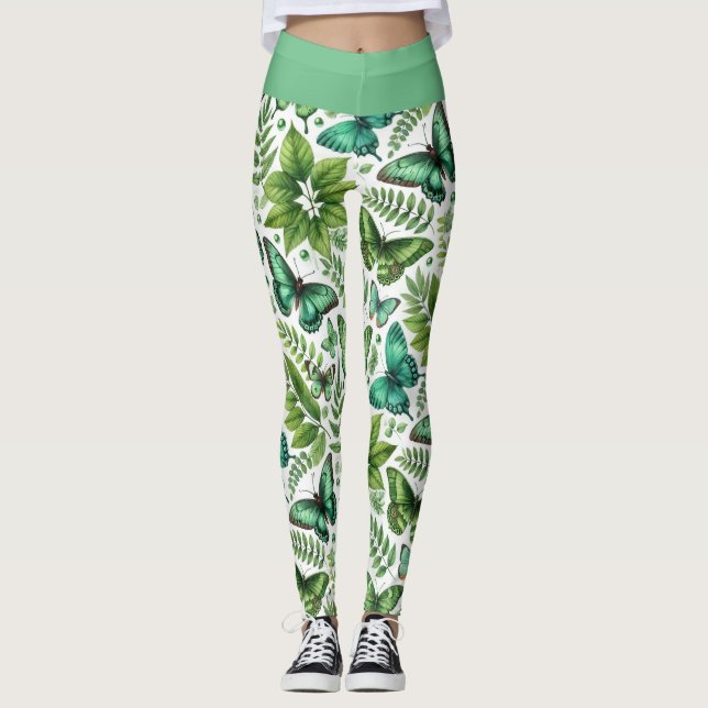 Legging Borboletas Azul-Verde (Frente)