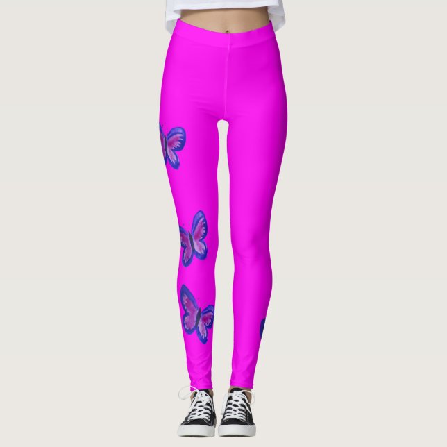 Legging Borboletas bonito a rosa-claro (Frente)