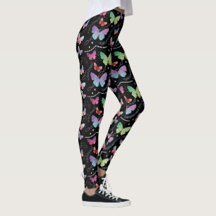 Legging Borboletas Brilhantes Roxas e Azuis Elegantes