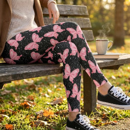 Legging Borboletas Caprichosas Rosa em Preto