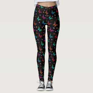 Legging Borboletas coloridas elegantes em preto