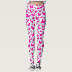 Legging Borboletas cor-de-rosa nas plantas Não BG
