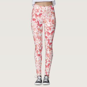 Legging Borboletas Cores Aquáticas Cor de Rosa