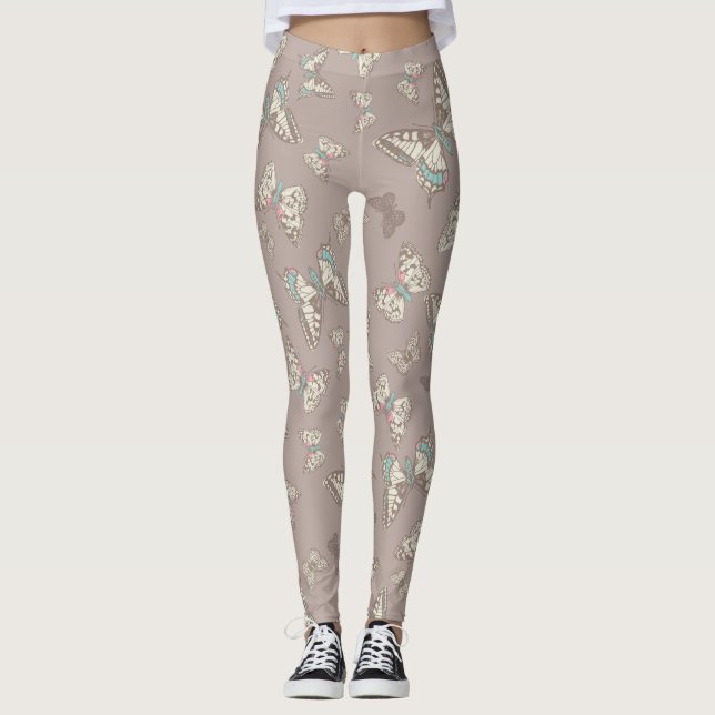 Legging Borboletas de arte pintadas legendas de cinzas cas (Frente)