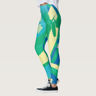 Legging Borboletas de Jardim Pochoir Jazz Art Déco Vintage