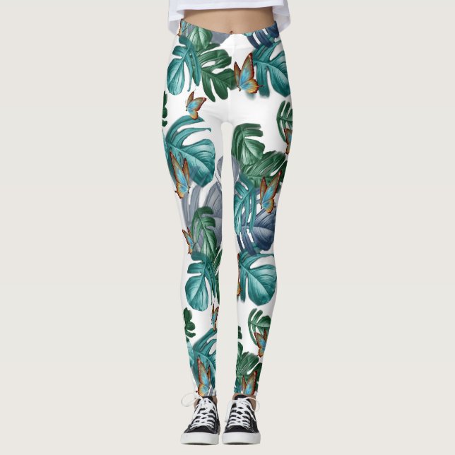 Legging Borboletas de Paraíso/Turquesa Tropical Splash (Frente)