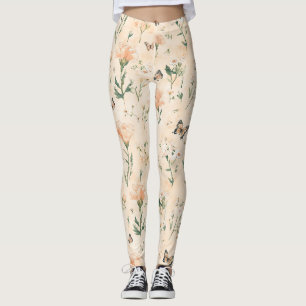 Legging Borboletas de Pêssego Floral