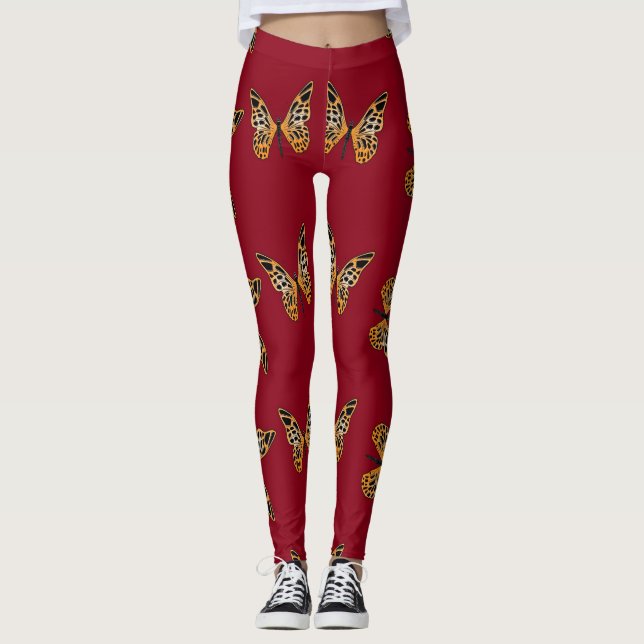 Legging Borboletas Douradas e pretas de marrom (Frente)