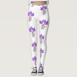 Legging Borboletas e flores roxas