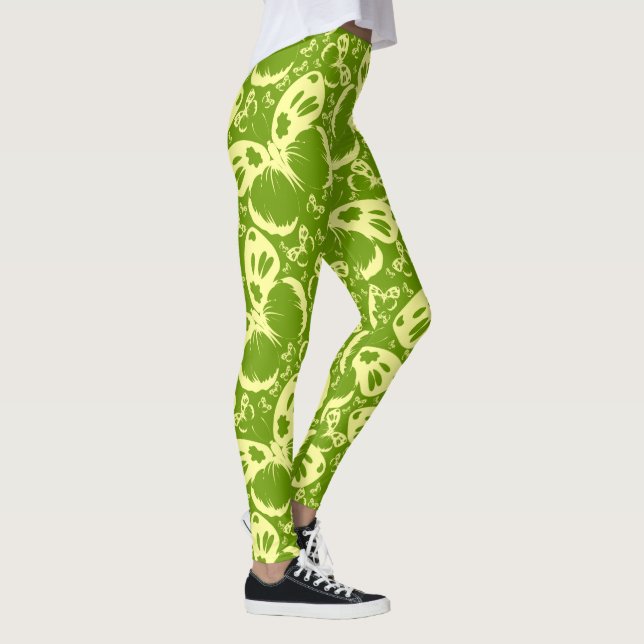 Legging Borboletas Padrão Fundo Verde (Direita)