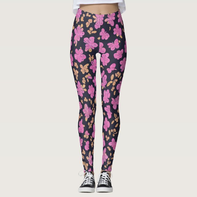Legging Borboletas Rosa Negras Lulemon Floral (Frente)