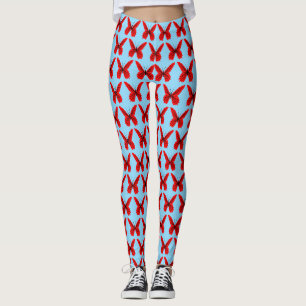 Legging Borboletas Vermelhas Que Você Escolhe Cor De Fundo