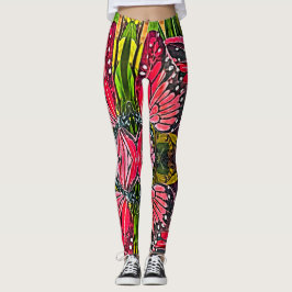 Legging Borboletas Vermelhas Vibrantes