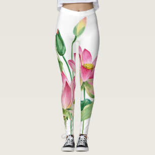 Legging Borda de Aquarela do Lotus Rosa