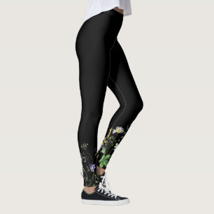 Legging Borda De Flor Selvagem Em Preto