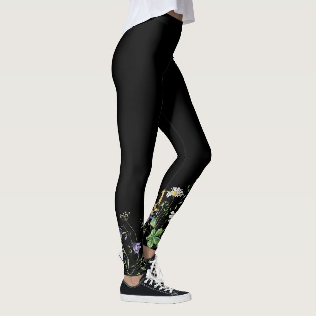 Legging Borda De Flor Selvagem Em Preto (Direita)