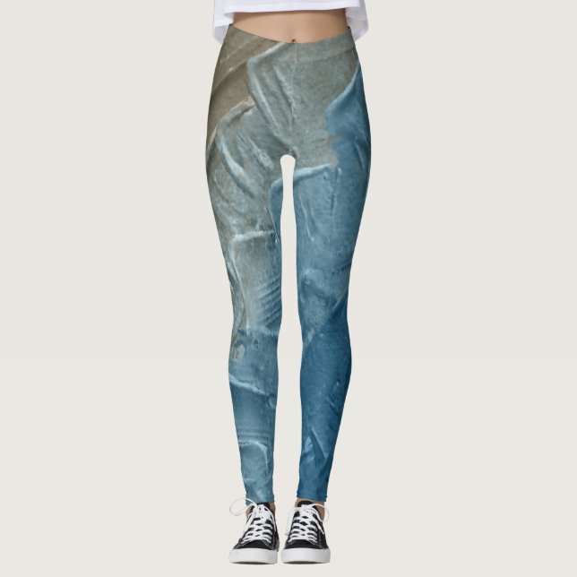 Legging Borda do Oceano: Uma Pintura Digital de Tranquilid (Frente)