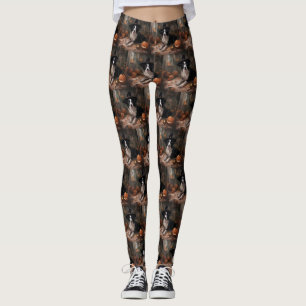 Legging Border Collie Pumpkins Halloween Assustado