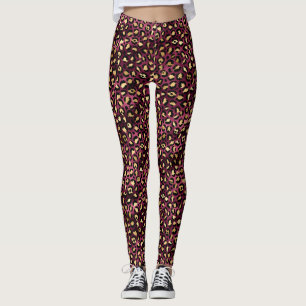 Legging Bordô e Dourado Série Leopardo Design 1