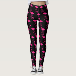 Legging Bordô flamingo Rosa padrão de néon preto