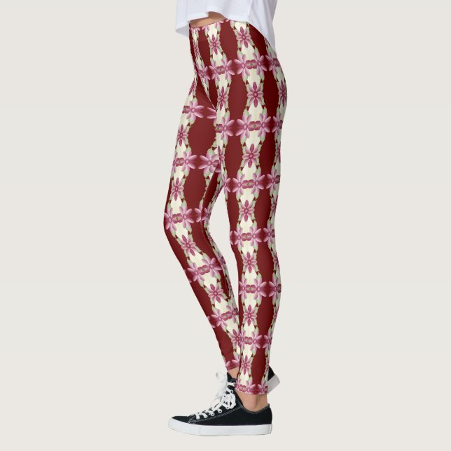 Legging Borgonha e Floral Rosa (Esquerda)