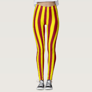 Legging Borgonha vertical e listras amarelas